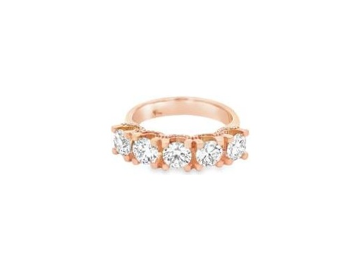 18K Rose Gold Statement Ring with Natural Round Diamonds in Decorative Prong Setting